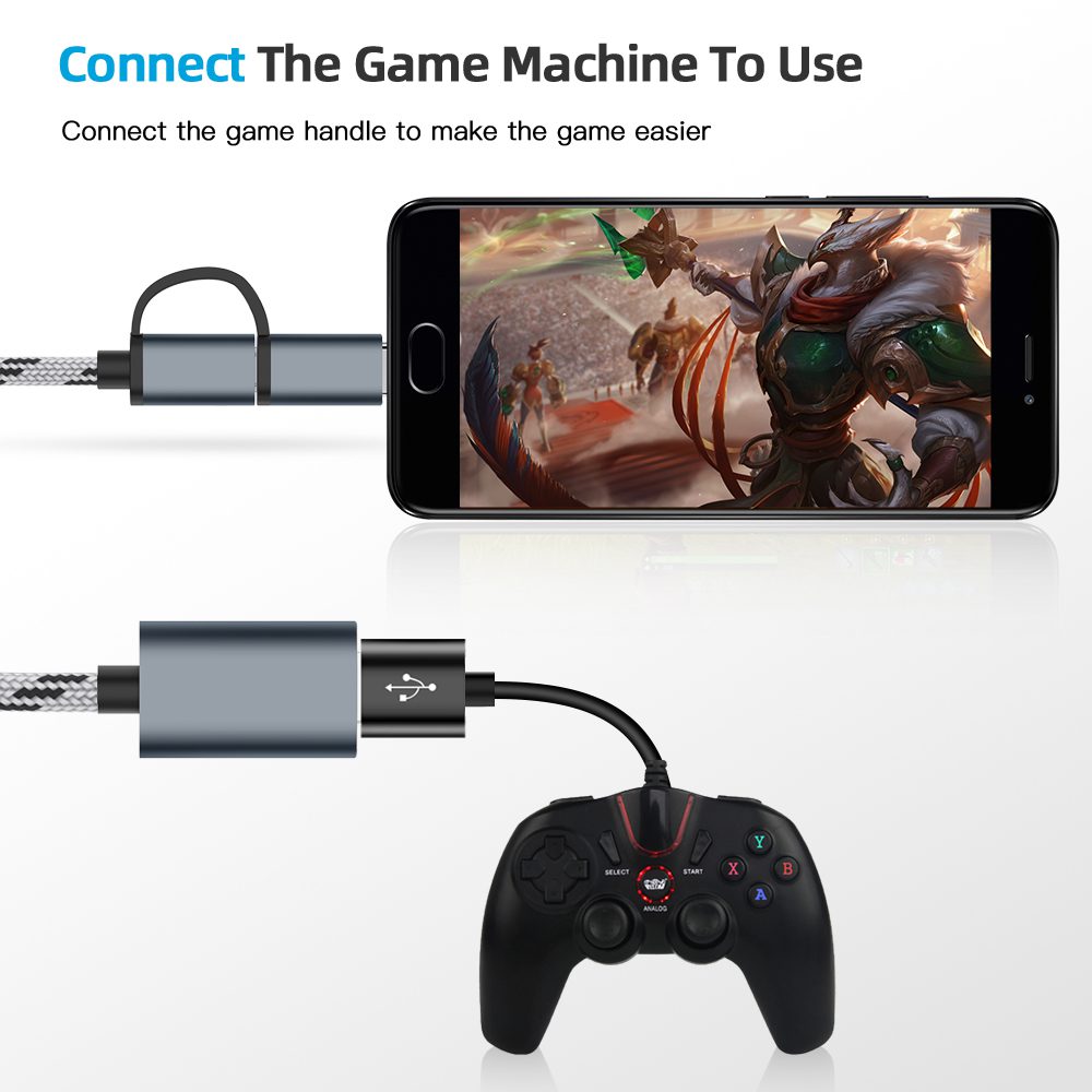 Adattatore OTG 2 In 1 Ugreen USB-C E Micro USB Verso USB 3.0, 5Gbps, Nero