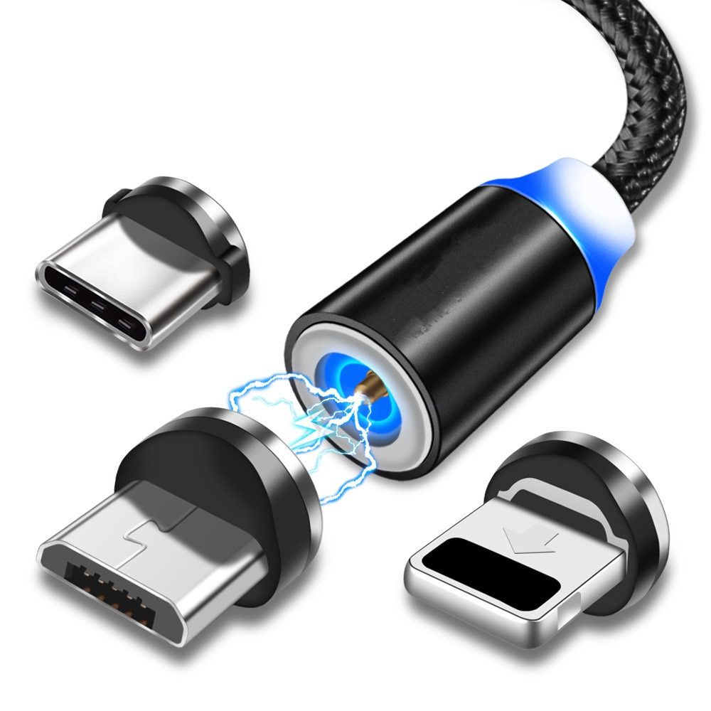 USB C Câble de Chargeur Magnétique en Tressé Nylon Bicolore Rond 360 Degrés Adaptateur pour USB C Câble de Chargeur Magnétique en Tressé Nylon Bicolore Rond 360 Degrés Adaptateur pour