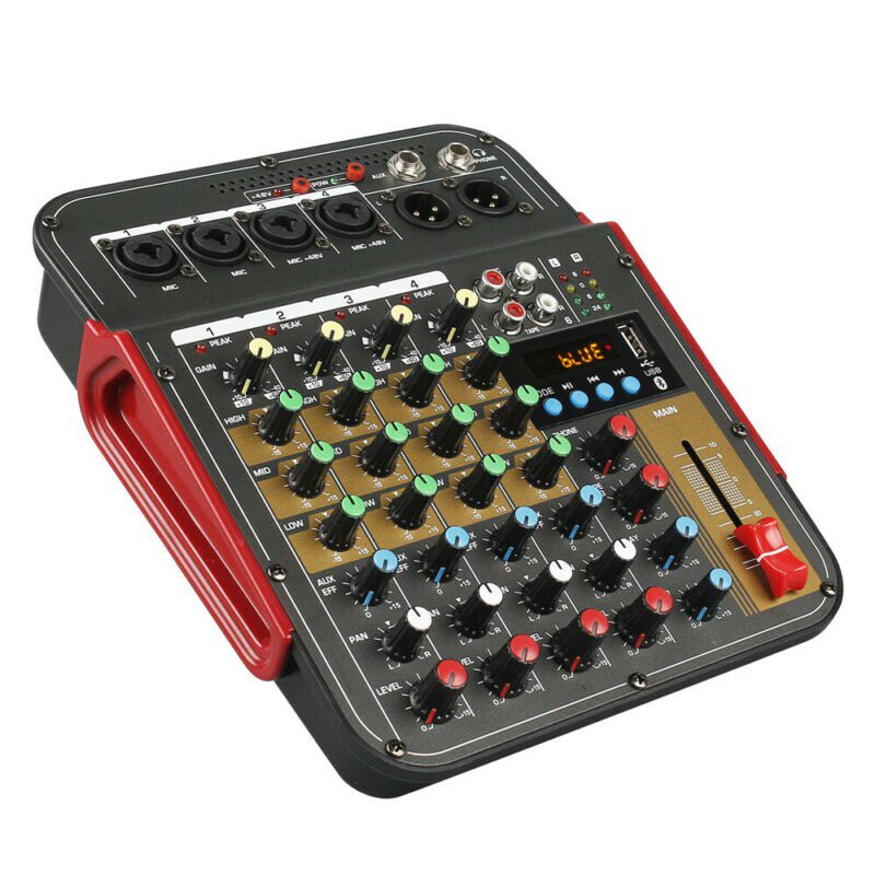 Mini Mixeur Audio, Table de mixage 2 canaux USB 48V Alimentation Système Console Carte Son