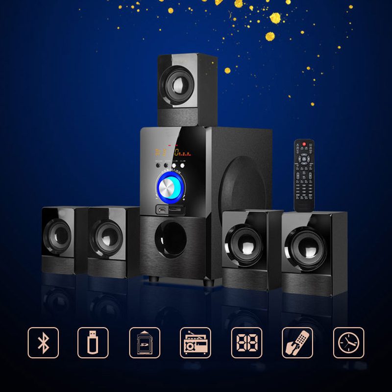 Système de haut-parleurs Home cinéma 5.1 canaux, Bluetooth USB SD FM ...
