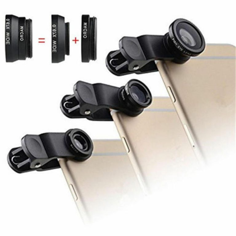 Kit 3 Objectifs Pour Smartphone - Grand Angle 0,67x, Fisheye 180°, Macro - Clip En Alliage Aluminium, Compatible Téléphones