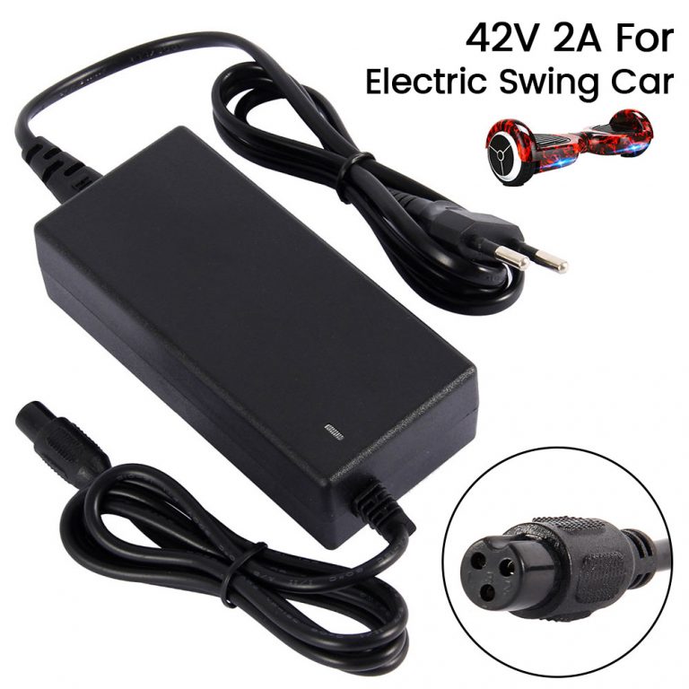 Chargeur Hoverboard, XPJBKC 42V 2A Chargeur Trotinette Electrique, Char-geur Overboard 3 Broches avec Indicateur à LED, Batteries et Char-geurs de Batterie de Trottinette pour Hoverboard Scooter