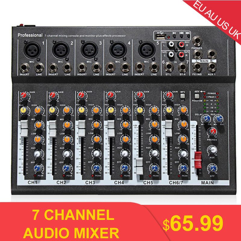 Iriisy Table De Mixage USB 5 Canaux - Console Audio Professionnelle Avec Phantom 48V Et Bluetooth Pour Karaoké