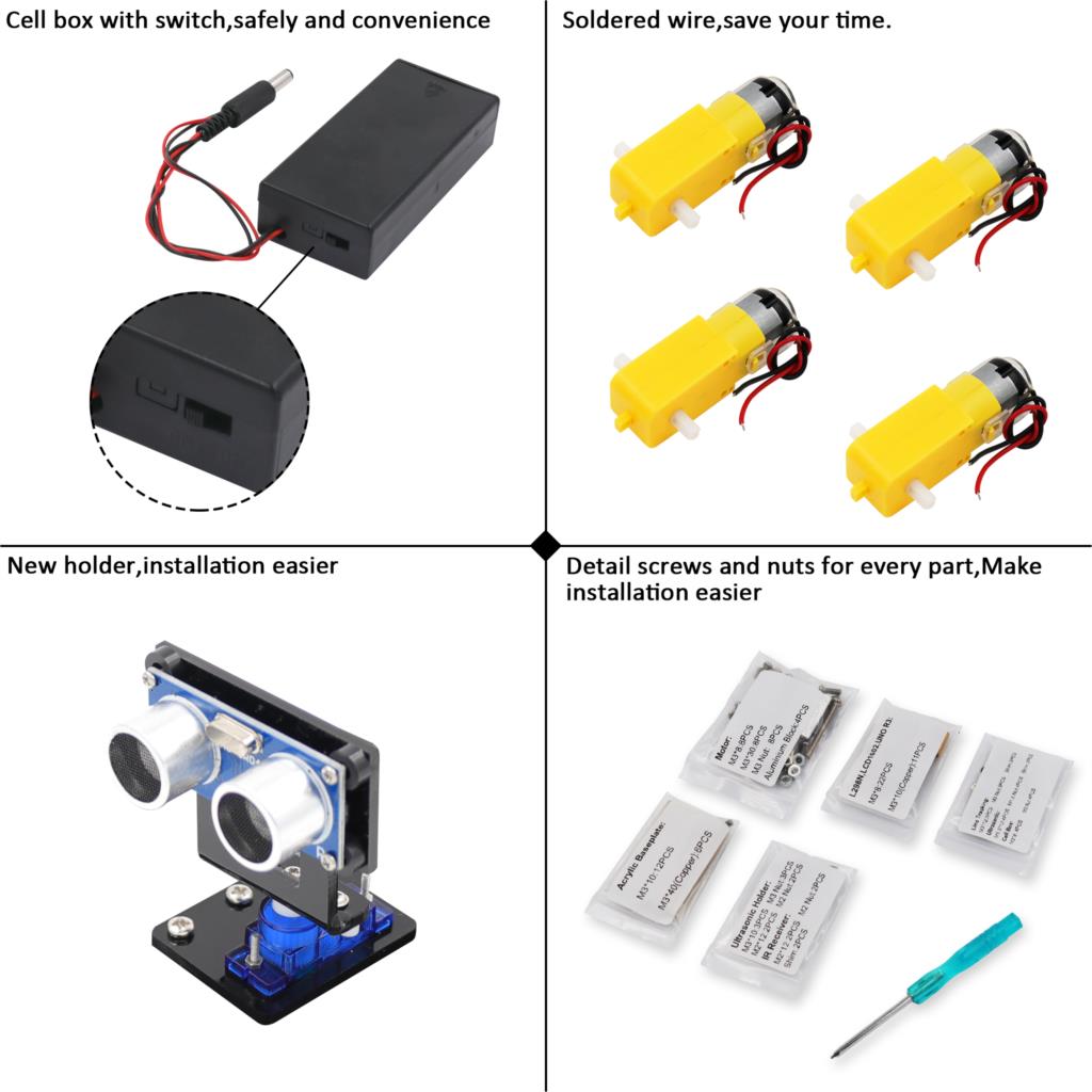 Kit De 4 Roues Motorisées Pour Voiture Robot Arduino - Parfait Pour Projets éducatifs Et Compétitions