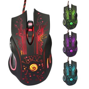 Souris de jeu filaire 7 bouton 5500 3200 DPI LED souris d'ordinateur USB souris de joueur avec rétro-éclairage pour ordinateur portable