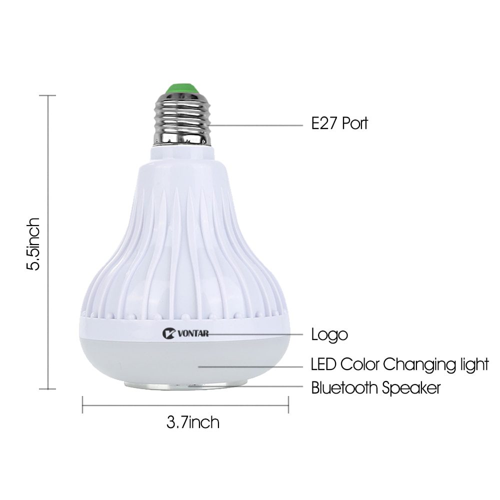Fybida Ampoule LED Haut-Parleur Musique E27 12W RGB - Lampe Lumière Et Son Sans Fil Avec Télécommande