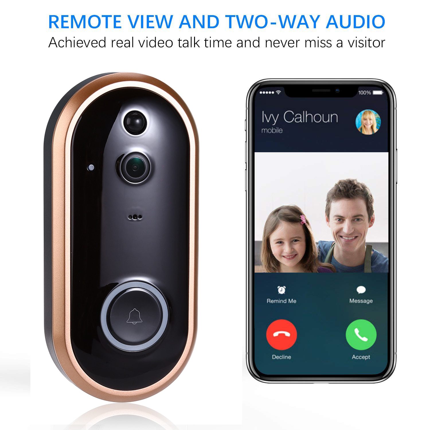 Smart WIFI sonnette interphone 1080P vidéo anneau porte cloche avec caméra  IR entrée porte alerte sans fil sécurité porte appel vidéo yeux, ✓  Meilleur prix au Maroc et ailleurs