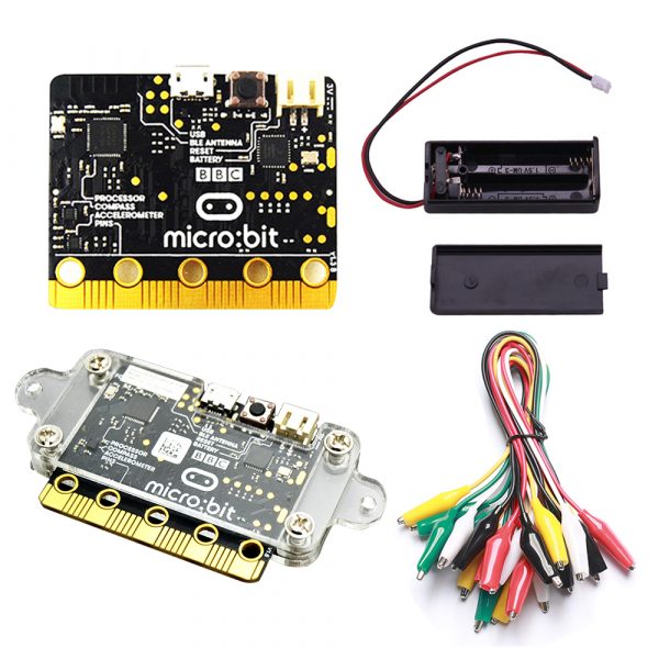 BBC Micro: Kit de démarrage de bits avec boîtier en acrylique Micro + boîtier de batterie Micro bits pinces crocodiles utilisées pour enseigner le bricolage aux débutants