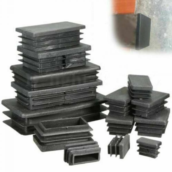 4 pièces en plastique noir obturateur embouts rectangulaire tuyau Tube bouchon insérer bouchons bonde pour meubles Tables chaises protecteur