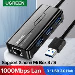 Ugreen USB Ethernet USB 3.0 2.0 à RJ45 HUB pour Xiaomi Mi Box 3/S décodeur Ethernet adaptateur carte réseau USB Lan