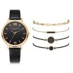 Ensemble de montre femmes 5 pièces femme Quartz montre-Bracelet en cuir dames Bracelet de luxe montre décontracté Relogio Femenino cadeau pour petite amie