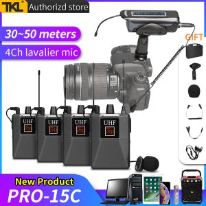 TKL PRO-15C quatre canaux UHF sans fil Lavalier microphone système Youtube enregistrement vidéo microphone pour appareil photo reflex