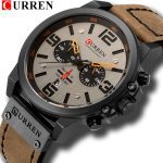 CURREN hommes montres haut de gamme marque de luxe étanche Sport montre-bracelet chronographe Quartz militaire en cuir véritable Relogio Masculino