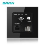Prise de wifi de mur de SRAN avec le panneau en verre trempé par cristal d'usb 86mm * 86mm 300MB prise sans fil de relais de routage