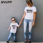 Été famille correspondant t-shirt court maman et fils look imprimer lettres maman garçons vêtements mode t-shirt litte bébé enfants tenues