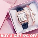 Femmes diamant montre étoilé luxe Bracelet ensemble montres dames décontracté Bracelet en cuir Quartz montre-Bracelet Zegarek Damski livraison directe