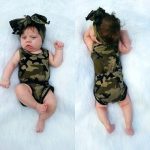 Barboteuse pour nouveau-né | 2 pièces, vêtements d'été, sans manches, Camouflage, body, bandeau, combinaison pour enfants