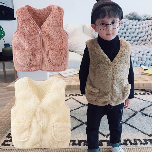 Gilet mignon enfant en bas âge gilet pour bébé mode enfants Outwear garçons filles col en v hiver chaud solide manteau vêtements