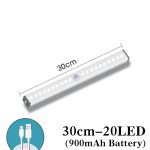 2020 LED veilleuse capteur de mouvement sans fil USB Rechargeable 20 30 40 50cm nuit lampe pour armoire de cuisine armoire applique