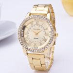 Montres en acier inoxydable exquis montre femmes strass luxe montre à Quartz décontractée