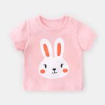 T-shirt manches courtes fille | Vêtements d'été décontractés, en coton, pour bébés garçons
