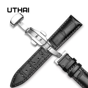UTHAI Z09 bracelet de montre en cuir véritable 20MM 22MM acier inoxydable fermoir papillon montre intelligente bracelet universel 12-24MM bracelets de montre