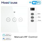Stores à rideau tactile intelligent WiFi RF | Interrupteur de volet roulant, applications Smart Life, fonctionne avec Alexa Echo Google Home