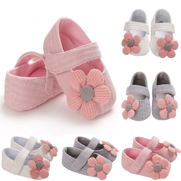 Chaussures de crèche pour bébés filles D30 | Chaussures de princesse pour bébés enfants en bas âge, premiers marcheurs, antidérapantes en coton, chaussures de fête à fleurs