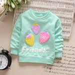 Sweat-shirt d'automne pour bébés filles | En coton fraise, à manches longues, vêtements