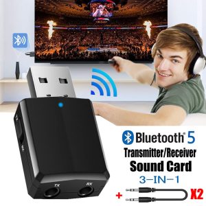 USB Bluetooth 5.0 émetteur récepteur 3 en 1 EDR adaptateur Dongle 3.5mm AUX pour TV PC casque maison stéréo voiture HIFI Audio