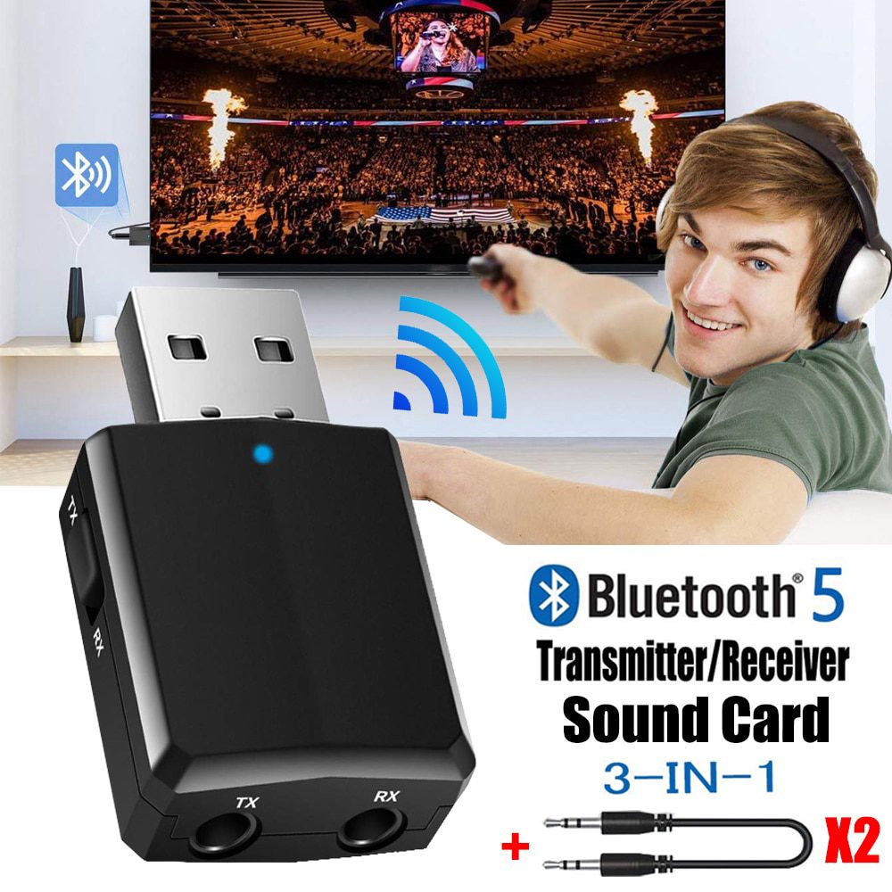 USB Bluetooth 5.0 émetteur récepteur 3 en 1 EDR adaptateur Dongle 3.5mm AUX  pour TV PC casque maison stéréo voiture HIFI Audio, ✓ Meilleur prix au  Maroc et ailleurs