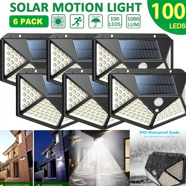 Lumières solaires extérieur 100 Led lumineux capteur de mouvement lumière grand Angle sans fil étanche IP65 appliques murales pour jardin mur rue