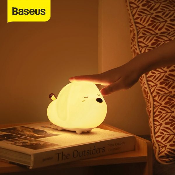 Baseus mignon LED veilleuse souple Silicone tactile capteur veilleuse pour enfants enfants chambre Rechargeable robinet contrôle veilleuse