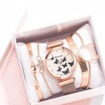 5 pièces ensemble femmes montre aimant boucle femmes papillon montres de luxe dames Quartz montres Bracelet ensemble horloge Reloj Mujer