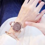 Mode femmes romantique ciel étoilé Montre-Bracelet Bracelet en cuir strass concepteur dames horloge robe Simple Gfit Montre Femme