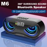 Haut-parleur Bluetooth Cool hibou conception LED Flash Portable sans fil haut-parleur TF carte FM Radio réveil TV basse affichage intelligent M6