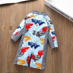 Enfant en bas âge bébé garçons filles dessin animé maillot de bain combinaison maillots de bain maillot de bain à manches longues rayure haute qualité maillot de bain ropa de varon