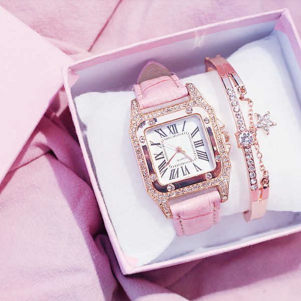 Femmes diamant montre étoilé luxe Bracelet ensemble montres dames décontracté Bracelet en cuir Quartz montre-Bracelet Zegarek Damski livraison directe