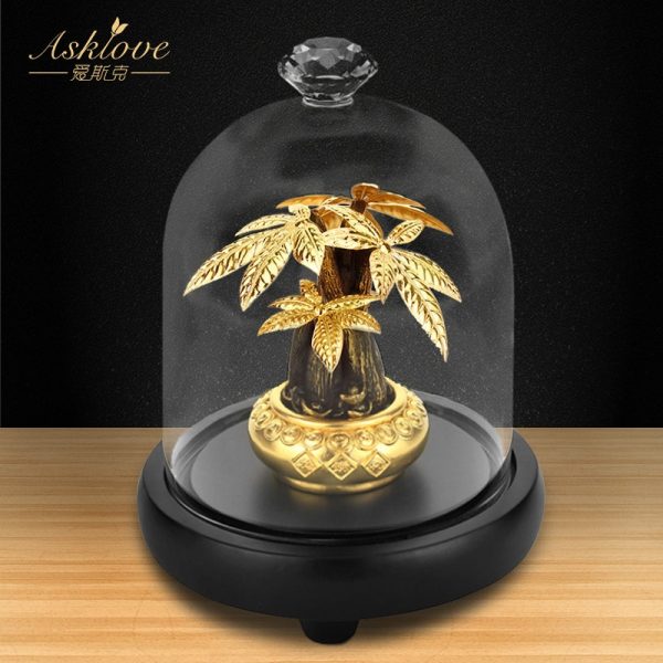 Asklove Fortune arbre recueillir richesse ornement 24K feuille d'or artisanat Fengshui décor chanceux argent arbre bonsaï maison bureau décoration