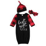 Couvre-chef motif écossais manches longues | 0-9M, pour nouveau-né garçon fille, couvre-chef, sac de nuit, couvre-chef, chapeau, 3 pièces, vêtements pour bébés