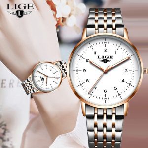 LIGE 2020 nouvelle montre en or femmes montres dames créatif en acier femmes Bracelet montres femme étanche horloge Relogio Feminino
