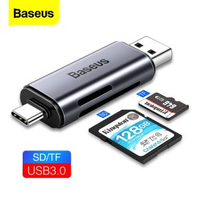 Lecteur de carte Baseus 2 en 1 USB 3.0 et USB Type C à SD Micro SD TF lecteur de carte OTG adaptateur mémoire intelligente Microsd Cardreader pour iPad