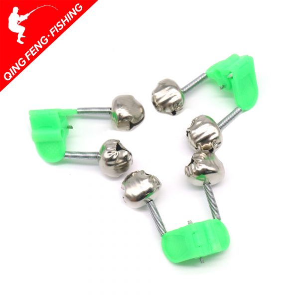 10 pièces/lot pêche morsure alarmes canne à pêche cloche tige pince pointe pince cloches anneau vert ABS pêche accessoire extérieur en métal
