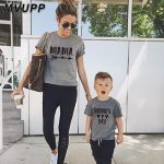 Été famille correspondant t-shirt court maman et fils look imprimer lettres maman garçons vêtements mode t-shirt litte bébé enfants tenues