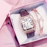 Femmes diamant montre étoilé luxe Bracelet ensemble montres dames décontracté Bracelet en cuir Quartz montre-Bracelet Zegarek Damski livraison directe