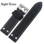 22mm fou cheval veau cuir sangles pour Hamilton Zenith Seiko bracelet de montre Rivet militaire pilote kaki champ Aviation montre ceintures