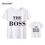 Vêtements mère et me le BOSS et le REAL BOSS | Vêtements en coton pour petite fille, tenues assorties, t-shirt noir et blanc