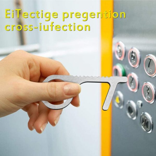 Ouvre-porte en métal poignée de porte | Outil Portable d'ascenseur de presse, hygiène des mains antimicrobiennes clé d'ouverture de porte, boucle de clé