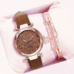 Mode femmes romantique ciel étoilé Montre-Bracelet Bracelet en cuir strass concepteur dames horloge robe Simple Gfit Montre Femme