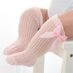 Bébé nourrissons enfants bambins filles garçons genou chaussettes hautes collants jambières ruban nœud solide coton Stretch mignon belle 0-3Y